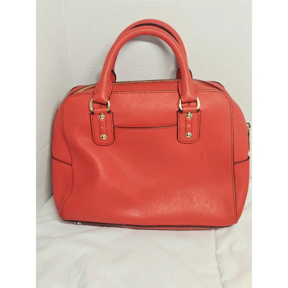 MICHAEL KORS Ciara Women's Handbag Red Saffiano Leather Satchel Casual Strap
